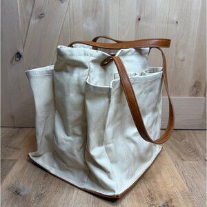 CapaBunga Natural Multi-Pocket Canvas Market Tote